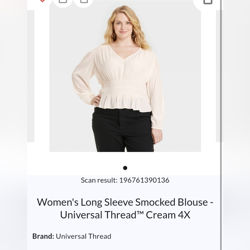 Universal Thread Cream Smocked Peplum Blouse
